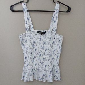 Ruffled bottom, cropped, floral design